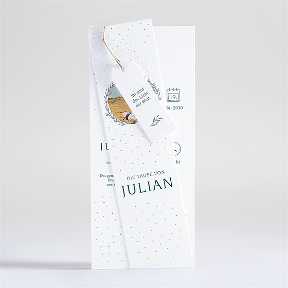 Einladung Taufe Blätterranke Grün