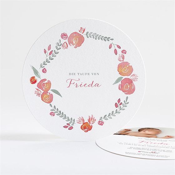 Einladung Taufe Rosenkranz - Rund