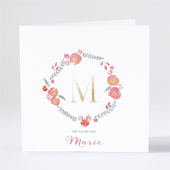 Einladung Taufe Rosenkranz - Gold ref.N46189