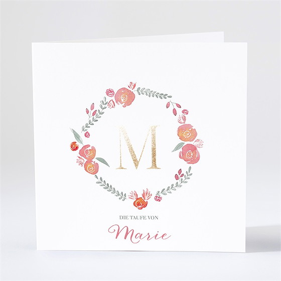 Einladung Taufe rosenkranz - gold