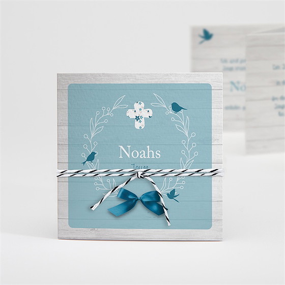 Einladung Taufe Blaue Schleife - Akkordeon