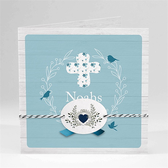 Einladung Taufe Blaue Schleife - Saatpapier