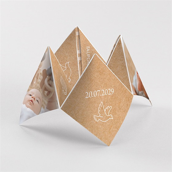 Einladung Taufe Rosa Girlande - Origami