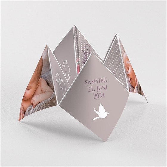 Einladung Taufe Vogelgesang Mädchen - Origami