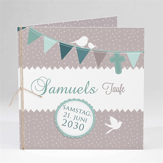 Einladung Taufe Vogelgesang Junge - Klappkarte