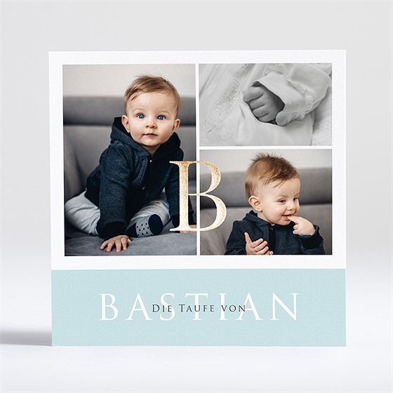 Einladung Taufe Blaue Poetik - Gold