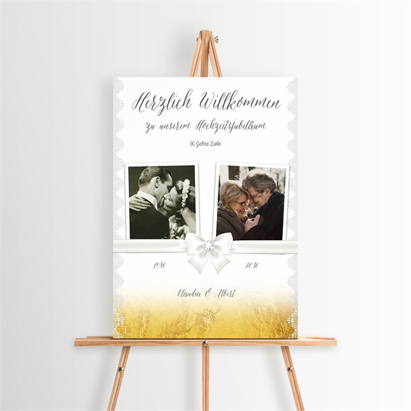 Willkommensschild Hochzeitsjubiläum Weiße Schleife ref.N260395