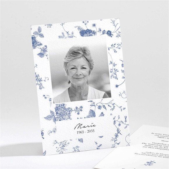 Trauerkarte Blaue Blüten ref.N211686