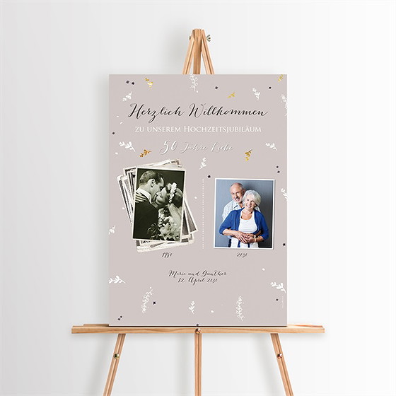Willkommensschild Hochzeitsjubiläum Damals Wie Heute
