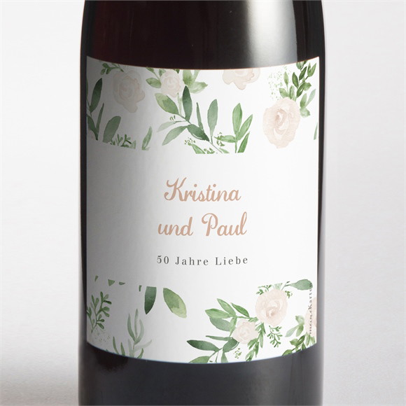Flaschenetikett Hochzeitsjubiläum Rosenblätter ref.N3002113