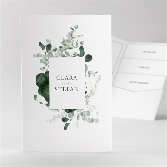 Hochzeitseinladung Eukalyptusblätter ref.N84179