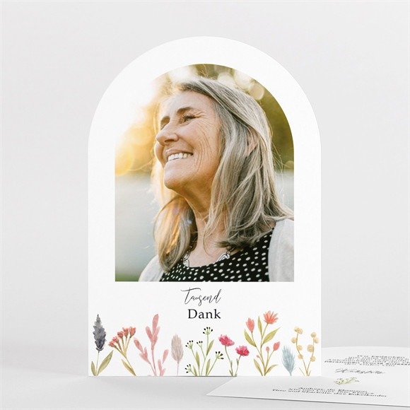 Trauerdanksagung Zarte Blumen - halbrund ref.N27161