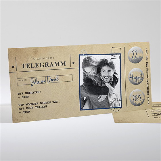 Hochzeitseinladung Hochzeitstelegramm - Rubbel 1