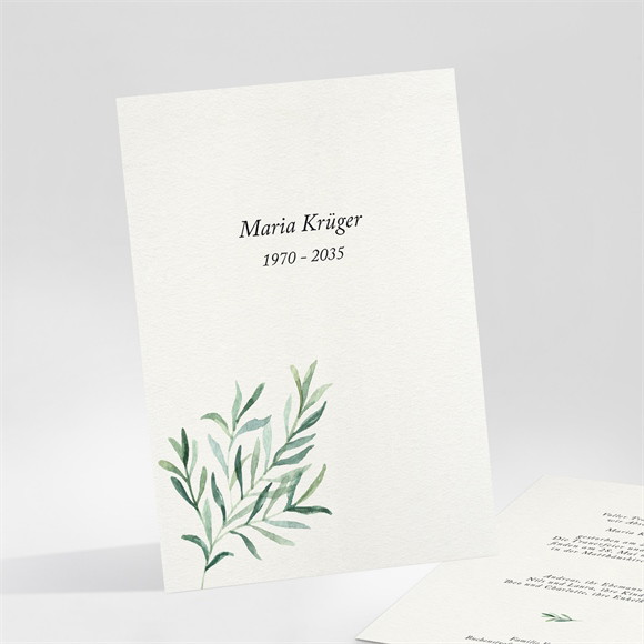 Trauerkarte Elegante Blätterillustration ref.N251144