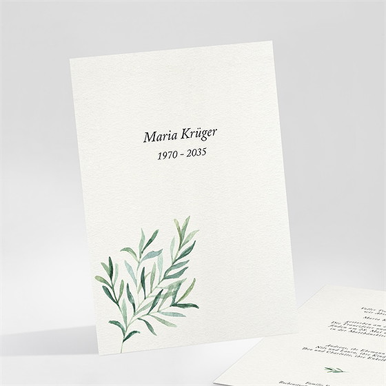 Trauerkarte Elegante Blätterillustration