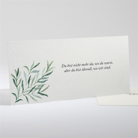 Trauerdanksagung Elegante Blätterillustration ref.N131156