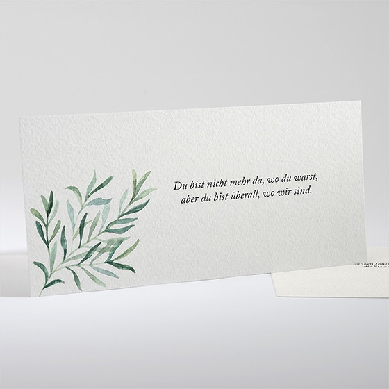 Trauerdanksagung Elegante Blätterillustration