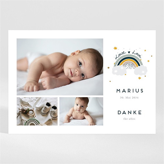 Dankeskarte Geburt regenbogen - magnet