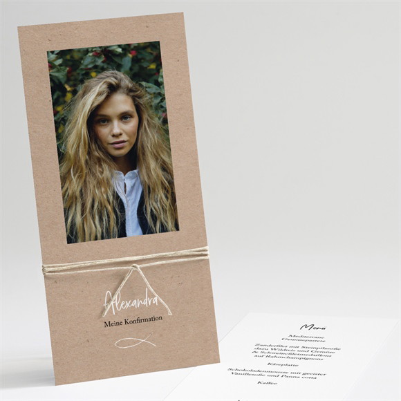 Menükarte Konfirmation Ichtus auf Kraftpapier ref.N221368