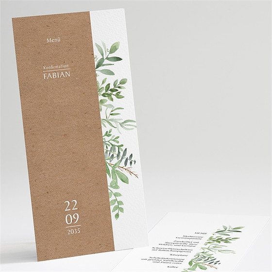 Menükarte Konfirmation Kraftpapier