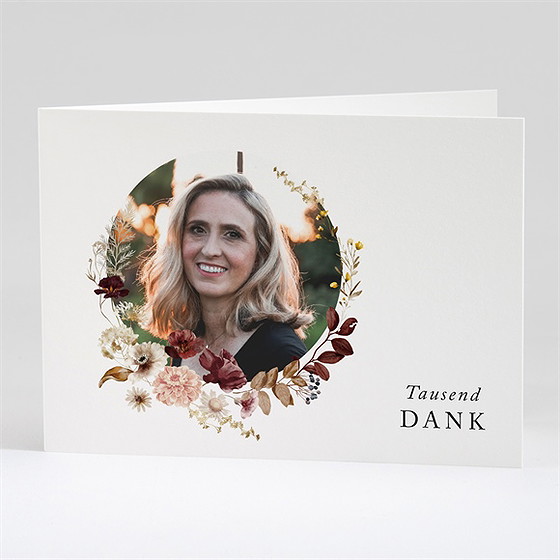 Trauerdanksagung Aquarellblumen - Klappkarte