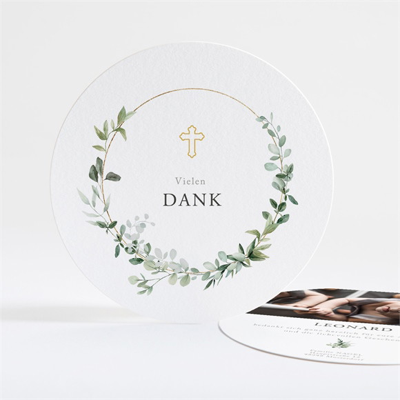 Dankeskarte Taufe Eukalyptuskranz ref.N321273