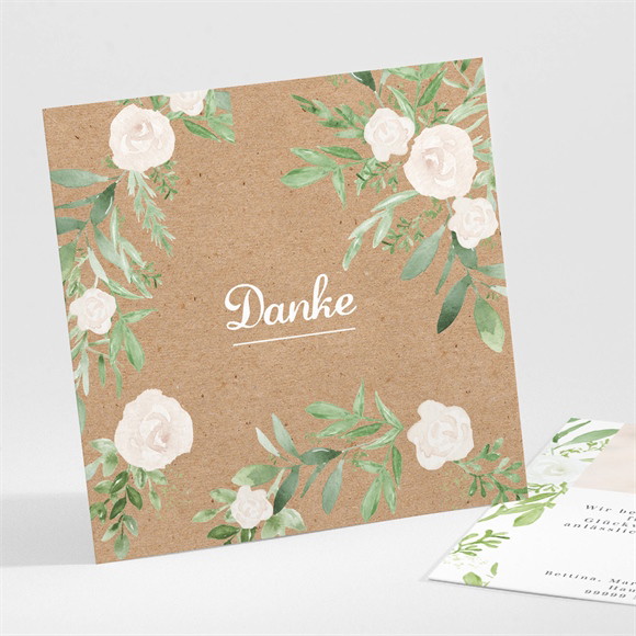 Dankeskarte Konfirmation Weiße Rosen - Dunkel ref.N301652