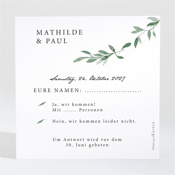 Antwortkarte Hochzeitsjubiläum Florale Zartheit - 25 Jahre ref.N3001570