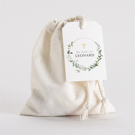 Geschenkbeutel Taufe Eukalyptuskranz