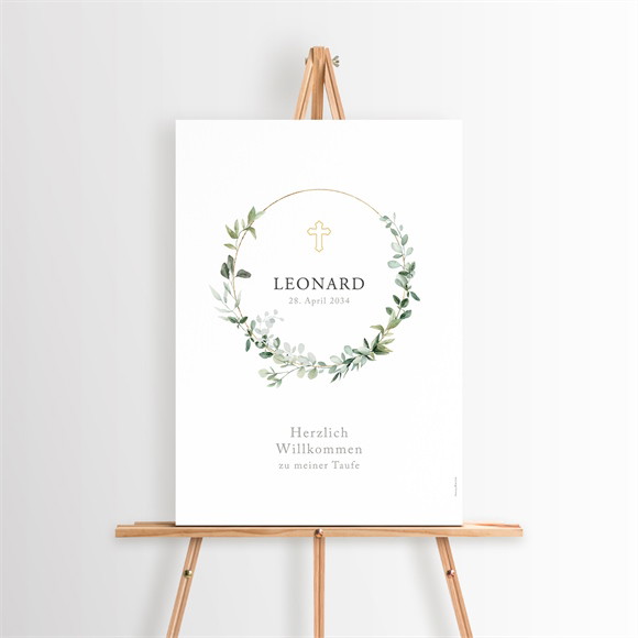Willkommensschild Taufe Eukalyptuskranz ref.N260262