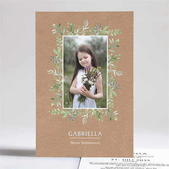 Einladung Kommunion Floraler Fotorahmen