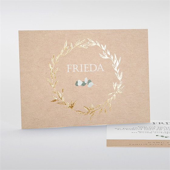 Einladung Kommunion goldener blätterkranz