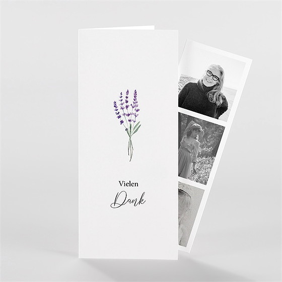 Trauerdanksagung Lavendelzweig - Fotostreifen