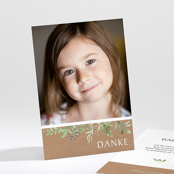 Dankeskarte Kommunion Floraler Fotorahmen