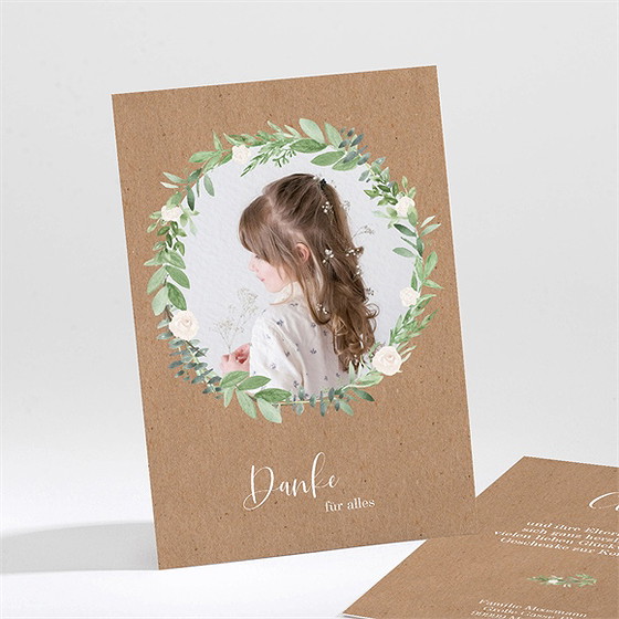 Dankeskarte Kommunion Dezenter Kranz