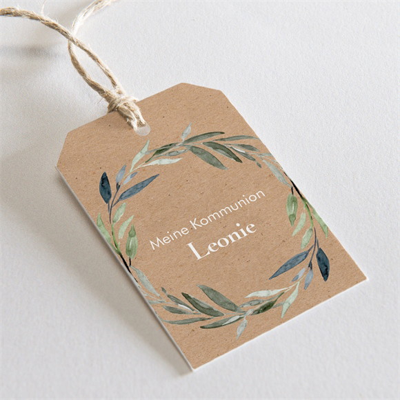 Geschenkanhänger Kommunion Runder Blätterkranz ref.N2911117