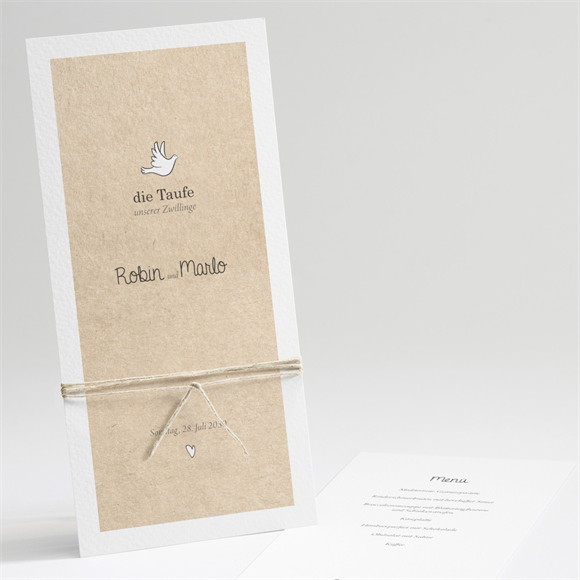 Menükarte Taufe Zwillingsillustrationen ref.N221316