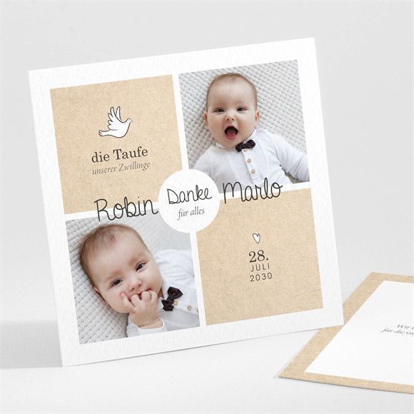Dankeskarte Taufe Zwillingsillustrationen ref.N301562