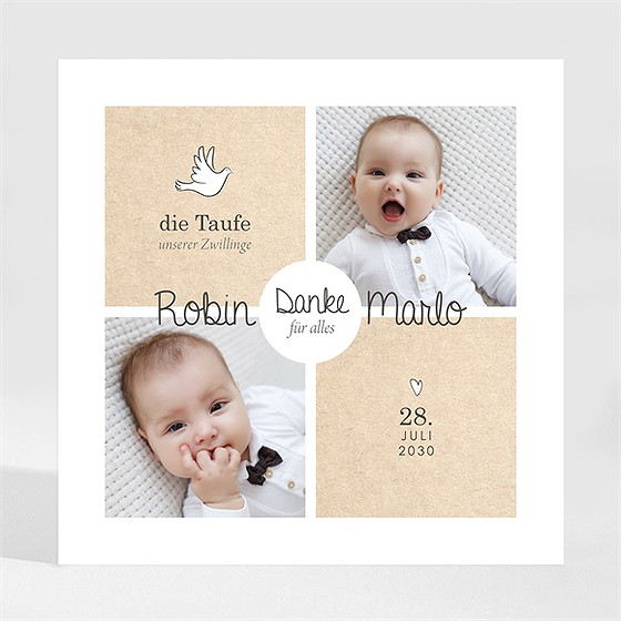 Dankeskarte Taufe zwillingsillustrationen-magnet