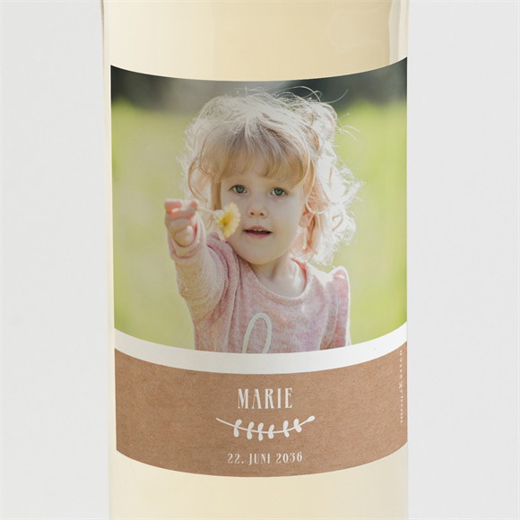 Flaschenetikett Taufe Foto auf Kraftpapier ref.N3002185