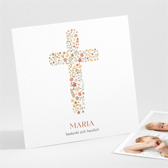 Dankeskarte Taufe Blumenmosaik ref.N301645