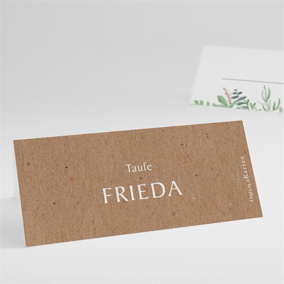 Tischkarte Taufe Kraftpapier und Pflanzenmotiv ref.N4401019