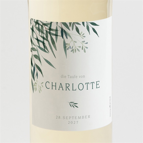 Flaschenetikett Taufe Pflanzenschmuck ref.N3002180
