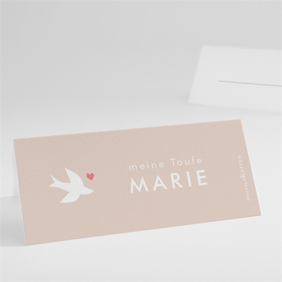 Tischkarte Taufe Taube und Blumenkranz ref.N441029