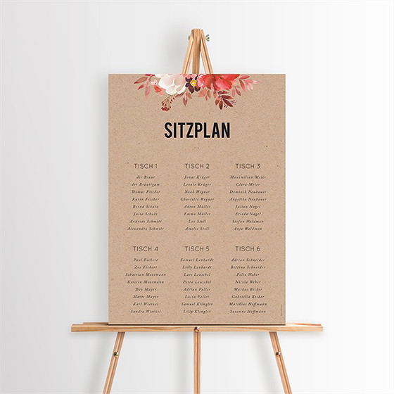 Sitzplan Hochzeit Floral
