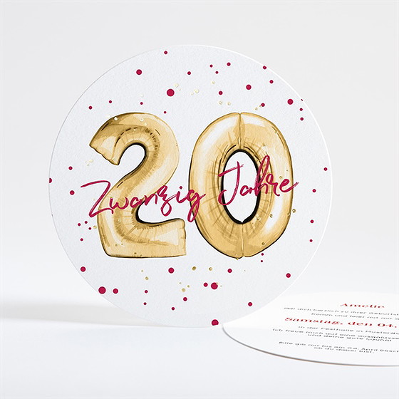 Geburtstagseinladung Luftballons 20 Jahre