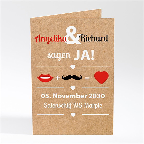 Hochzeitseinladung Herz Und Schnurrbart