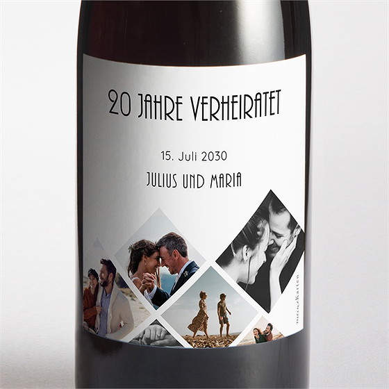Flaschenetikett Hochzeitsjubiläum Love-Stories