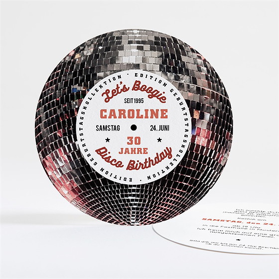 Geburtstagseinladung Discokugel 30 Jahre