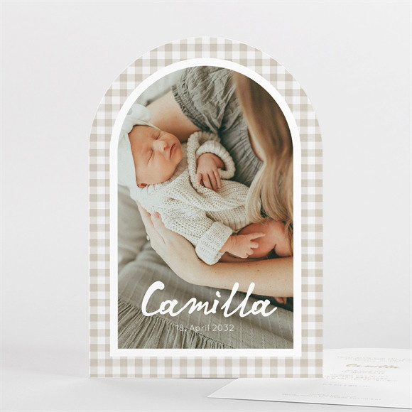 Geburtskarte Karomuster - halbrund ref.N271101